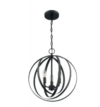 Nuvo 60-7067 Pendleton Series Pendant Light, 3 Light, Wattage 60W, Matte Black