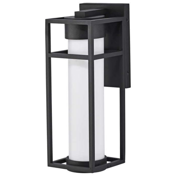Nuvo 62-1611 Ledges LED Outdoor Wall Lantern, Matte Black / Opal White Glass