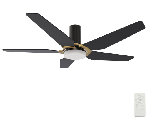 Carro USA SFR525B-L22-B2-1G-FM Kaj Modern Black LED 52" Home Ceiling Fan, Black/Gold Detail Finish