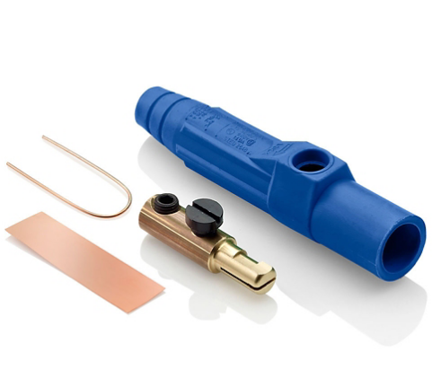 Leviton 15D21-UB 15 Series Taper Nose Cam-Type Male Plug, Contact & Insulator, Detachable, #8 - #2 AWG, Single Set Screw Termination, 150 Amp Max, 600VAC/DC, Type 3R When Mated, Blue