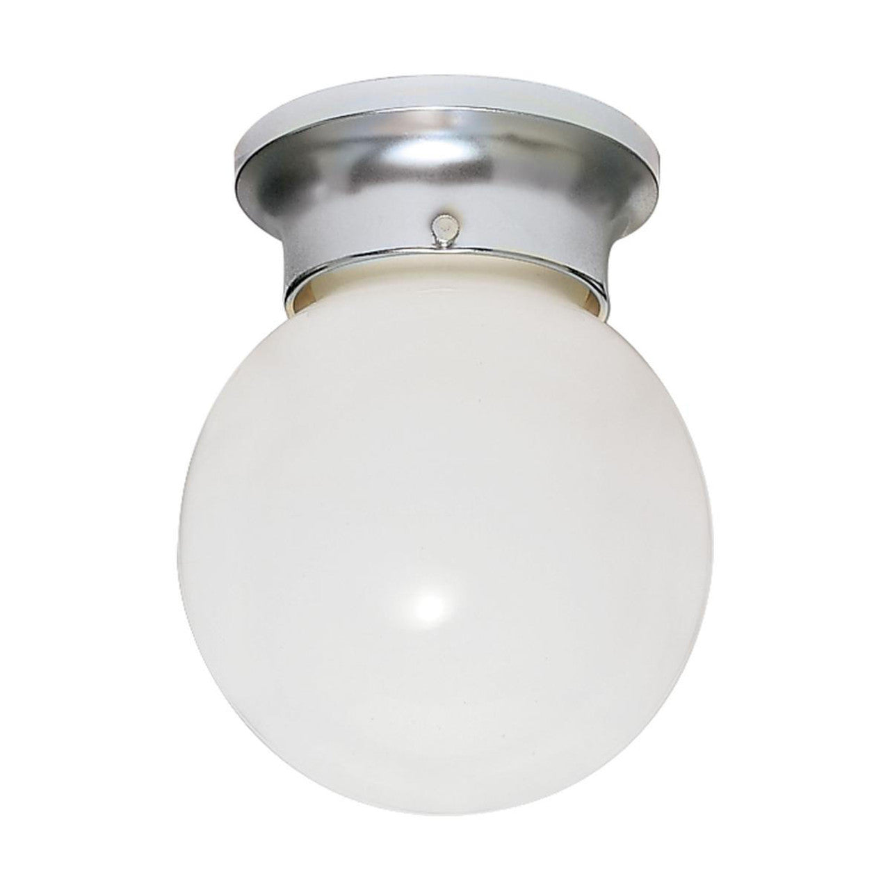 Nuvo SF77-111 1 Light 8" Flush Mount Light Fixture, White Glass, Polished Chrome Finish