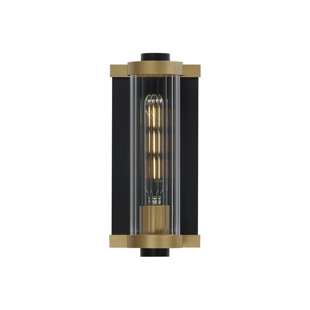Maxim Lighting 16120CRBKAB Opulent 1 Light Outdoor Wall Sconce in Black with Aged Brass Accents - White Background