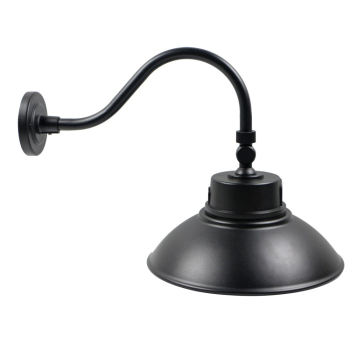 Nuvo 65-661 LED Gooseneck Fixture, Selectable Wattage 30w, 40w, 50w, Multi-Color Temperature, Voltage 120-277V, Black, Photocell