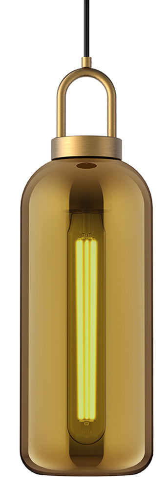 Alora Mood PD401505AGCP Soji 5" Wide Mini Pendant with a Copper Glass Shade, Aged Gold Finish