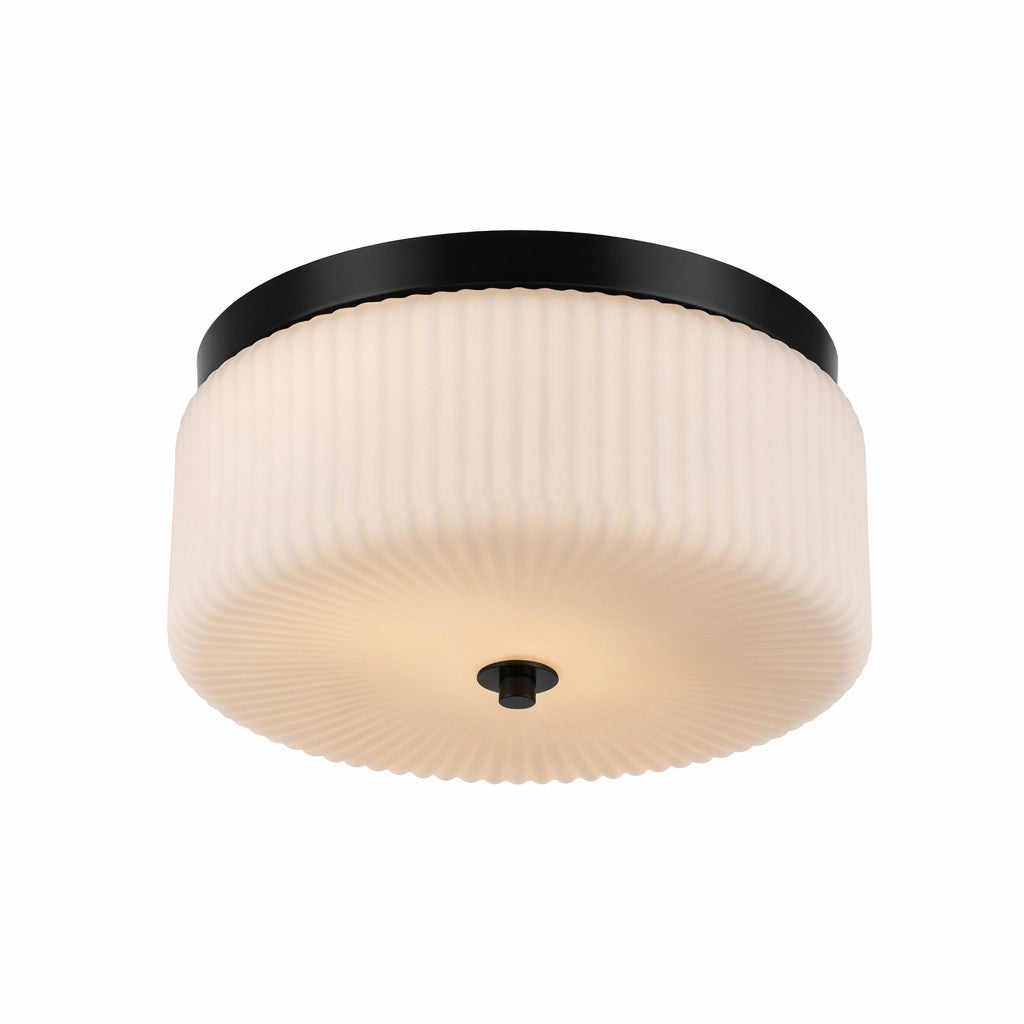 Trans Globe Lighting 16232 BK-FR Quartz Quarters 2 light black frosted flush mount ceiling light