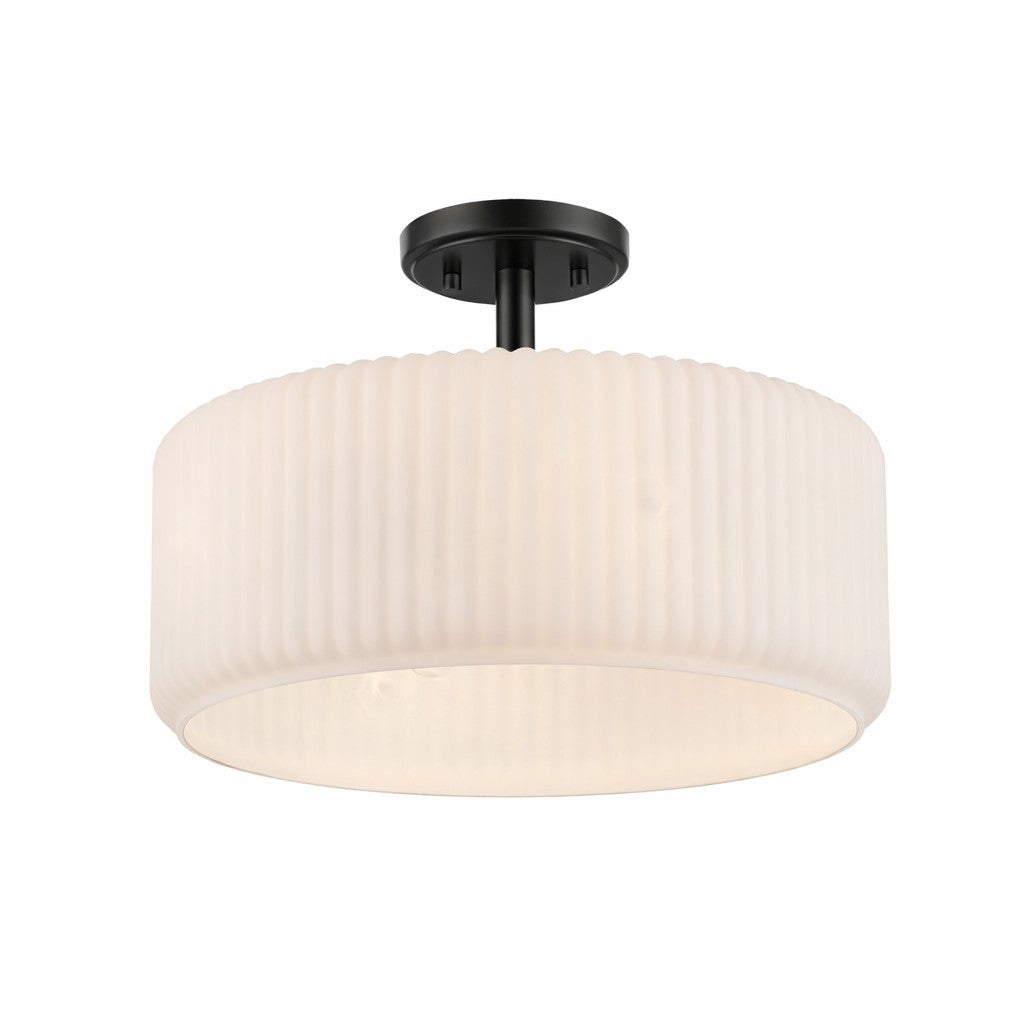 Trans Globe Lighting 16234 BK-FR Quartz Quarters black frosted glass flush mount ceiling light