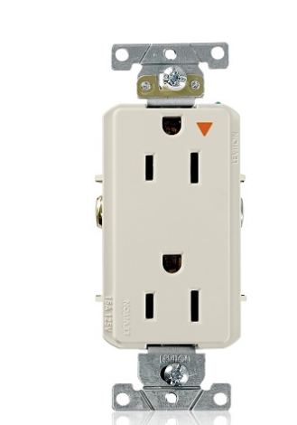 Leviton 16262-TIG Decora Plus 2-Pole 3-Wire Duplex Receptacle Outlet, Heavy-Duty Industrial Grade, Smooth Face, 15A, 125V, Back or Side Wire, Isolated Ground, NEMA 5-15R, Self-Grounding, Light Almond