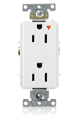 Leviton 16262-WIG Decora Plus 2-Pole 3-Wire Duplex Receptacle Outlet, Heavy-Duty Industrial Grade, Smooth Face, 15A, 125V, Back or Side Wire, Isolated Ground, NEMA 5-15R, Self-Grounding, White