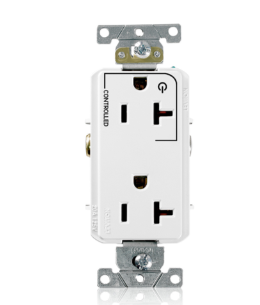 Leviton 16352-1PW Decora Plus Duplex Receptacle, Heavy Duty Industrial, Split-Circuit, 20A 125V NEMA 5-20R, White Finish