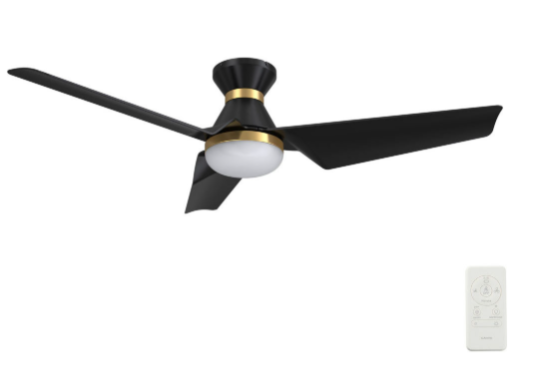 Carro USA SFR523A1-L22-B2-1-FMA Kreis Contemporary Black with Gold LED 52" Home Ceiling Fan, Black/Gold