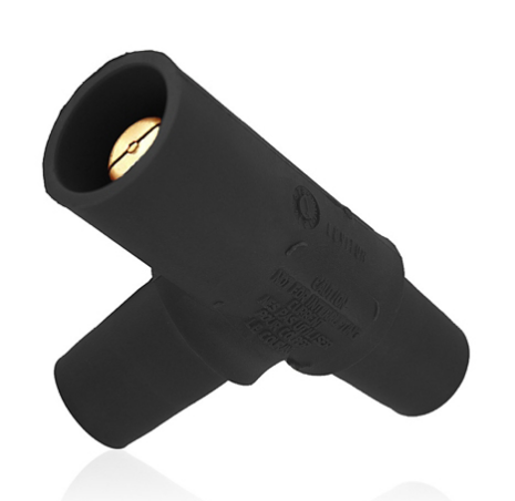 Leviton 16A22-UE 16 Series Taper Nose Cam-Type Tapping 3-Way Tee Adapter, Female-Female-Male, 400 Amp Max , 600VAC/DC, Black