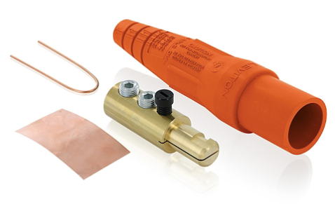 Leviton 16D24-BUO 16 Series Taper Nose Cam-Type Male Plug, Contact & Insulator, Detachable, 2/0, 4/0 AWG, 400A Max, Type 3R When Mated, Orange Finish