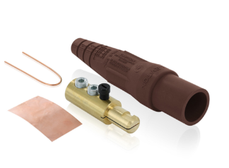 Leviton 16D24-TUH 16 Series Taper Nose Cam-Type Male Plug, Contact & Insulator, Set Screws Pre-installed, 2/0, 4/0 AWG, 400A Max, Type 3R When Mated, Brown Finish