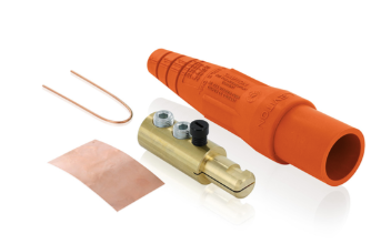 Leviton 16D24-TUO 16 Series Taper Nose Cam-Type Male Plug, Contact & Insulator, Set Screws Pre-installed, 2/0, 4/0 AWG, 400A Max, Type 3R When Mated, Orange Finish