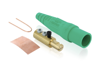 Leviton 16D24-UG 16 Series Taper Nose Cam-Type Male Plug, Contact & Insulator, Detachable, 2/0, 4/0 AWG, 400A Max, Type 3R When Mated, Green Finish