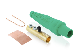 Leviton 16D31-UG 16 Series Taper Nose Cam-Type Female Plug, Contact & Insulator, Detachable, #2, 2/0 AWG, 300A Max, Type 3R When Mated, Green Finish