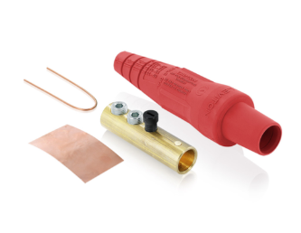 Leviton 16D31-UR 16 Series Taper Nose Cam-Type Female Plug, Contact & Insulator, Detachable, #2, 2/0 AWG, 300A Max, Type 3R When Mated, Red Finish