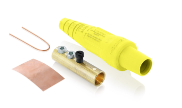 Leviton 16D31-UY 16 Series Taper Nose Cam-Type Female Plug, Contact & Insulator, Detachable, #2, 2/0 AWG, 300A Max, Type 3R When Mated, Yellow Finish