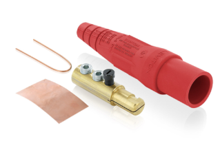Leviton 16D44-UR 16 Series Taper Nose Cam-Type Male Plug, Contact & Insulator, Detachable, #6 #2 AWG, 190A Max, Type 3R When Mated, Red Finish