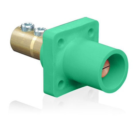 Leviton 16R21-1G 16 Series Male Receptacle, 90-Degree, 2/0 - 4/0 AWG, Double Set Screw, Self-Clinching Nuts