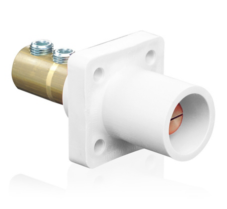 Leviton 16R21-1W 16 Series Male Receptacle, 90-Degree, 2/0 - 4/0 AWG, Double Set Screw, Self-Clinching Nuts