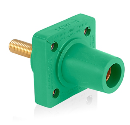 Leviton 16R26-1UG 16 Series Female Receptacle, 90-Degree, #2 - 4/0 AWG, 1.125" Threaded Stud, Self-Clinching Nuts