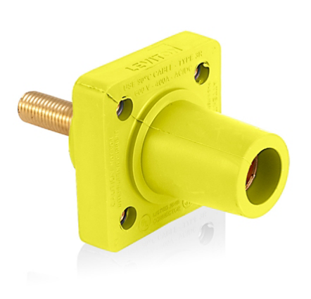 Leviton 16R26-1UY 16 Series Female Receptacle, 90-Degree, #2 - 4/0 AWG, 1.125" Threaded Stud, Self-Clinching Nuts
