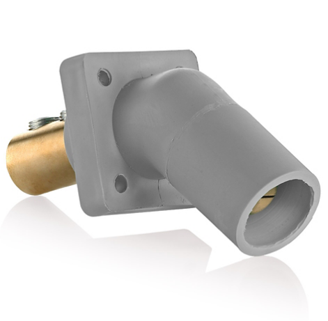 Leviton 16R27-UGY 16 Series Male Receptacle, 45-Degree, 2/0 - 4/0 AWG, Double Set Screw