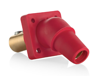 Leviton 16R28-UR 16 Series Female Panel Receptacle, Cam-Type, 45-Degree, Double Set Screw, Taper Nose, Cable Range- 2/0 to 4/0 AWG, 400A Max, Red