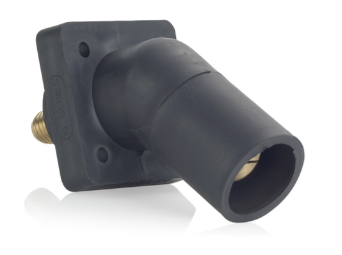 Leviton 16R29-UE 16 Series Male Panel Receptacle, Cam-Type, 45-Degree, Threaded Stud Length- 3/4", Taper Nose, Cable Range, #2 to 4/0 AWG, 400A Max, Black Finish