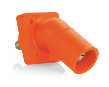 Leviton 16R29-UO 16 Series Male Panel Receptacle, Cam-Type, 45-Degree, Threaded Stud Length- 3/4", Taper Nose, Cable Range, #2 to 4/0 AWG, 400A Max, Orange Finish
