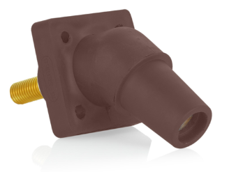 Leviton 16R30-1UH 16 Series Panel Mount Receptacle, Female, 400A Max, 600V 45 Degree Angle, 1.125"L Threaded Stud Termination, #2-4/0 Cable Range, Brown Finish