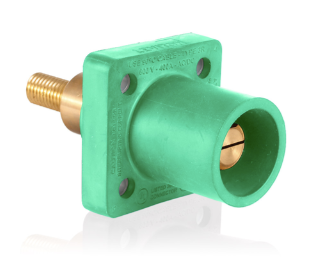 Leviton 16R31-XG 1 Pole Cam-Type Male Panel Receptacle, Taper Nose, 3/4" Extended Shoulder, #2-4/0, Green Finish