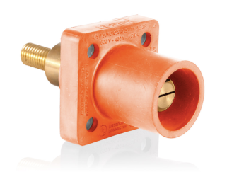 Leviton 16R31-XO 1 Pole Cam-Type Male Panel Receptacle, Taper Nose, 3/4" Extended Shoulder, #2-4/0, Orange Finish