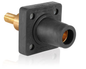 Leviton 16R32-XE 1 Pole Cam-Type Fem Panel Receptacle, Taper Nose, 3/4" Extended Shoulder, #2-4/0, Black Finish