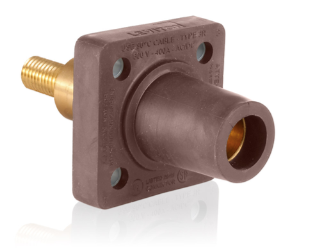 Leviton 16R32-XH 1 Pole Cam-Type Fem Panel Receptacle, Taper Nose, 3/4" Extended Shoulder, #2-4/0, Brown Finish
