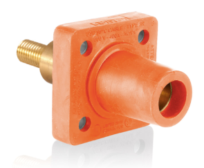 Leviton 16R32-XO 1 Pole Cam-Type Fem Panel Receptacle, Taper Nose, 3/4" Extended Shoulder, #2-4/0, Orange Finish