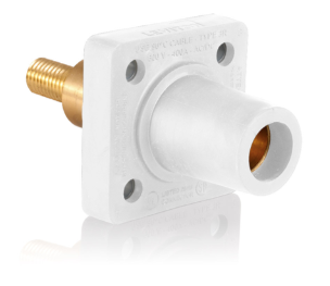 Leviton 16R32-XW 1 Pole Cam-Type Fem Panel Receptacle, Taper Nose, 3/4" Extended Shoulder, #2-4/0, White Finish