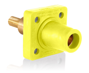 Leviton 16R32-XY 1 Pole Cam-Type Fem Panel Receptacle, Taper Nose, 3/4" Extended Shoulder, #2-4/0, Yellow Finish