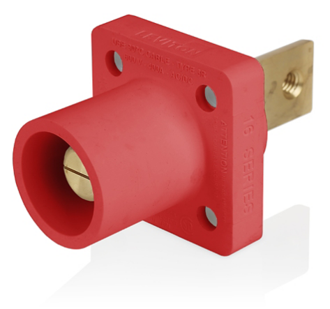 Leviton 16R33-BR 16 Series Male Receptacle, 90-Degree, #2-4/0 AWG, Double Hole Bus Bar, Bulk Pack
