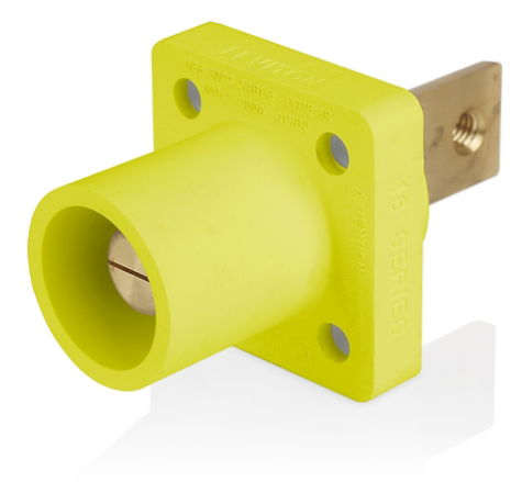 Leviton 16R33-BY 16 Series Male Receptacle, 90-Degree, #2-4/0 AWG, Double Hole Bus Bar, Bulk Pack