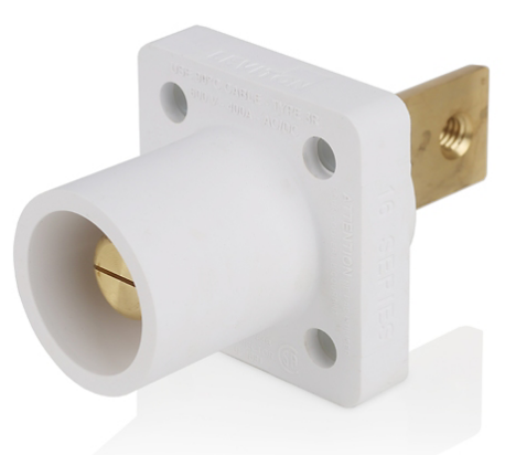 Leviton 16R33-W 16 Series Male Receptacle, 90-Degree, #2-4/0 AWG, Double Hole Bus Bar