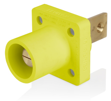 Leviton 16R33-Y 16 Series Male Receptacle, 90-Degree, #2-4/0 AWG, Double Hole Bus Bar