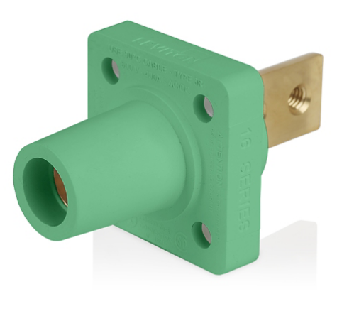Leviton 16R34-G 16 Series Female Receptacle, 90-Degree, #2-4/0 AWG, Double Hole Bus Bar