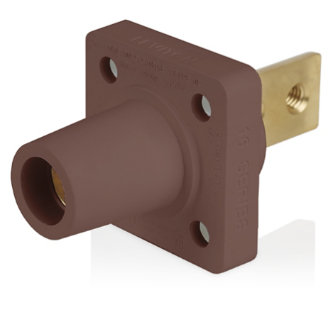 Leviton 16R34-H 16 Series Female Receptacle, 90-Degree, #2-4/0 AWG, Double Hole Bus Bar