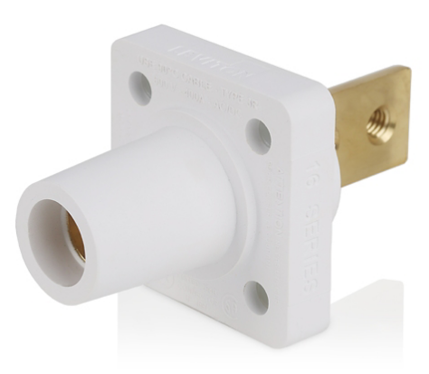 Leviton 16R34-W 16 Series Female Receptacle, 90-Degree, #2-4/0 AWG, Double Hole Bus Bar