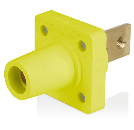 Leviton 16R34-Y 16 Series Female Receptacle, 90-Degree, #2-4/0 AWG, Double Hole Bus Bar
