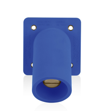 Leviton 16R35-1B 16 Series Male Receptacle, 45-Degree, #2-4/0 AWG, Double Hole Bus Bar, Self-Clinching Nuts