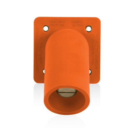 Leviton 16R35-1O 16 Series Male Receptacle, 45-Degree, #2-4/0 AWG, Double Hole Bus Bar, Self-Clinching Nuts