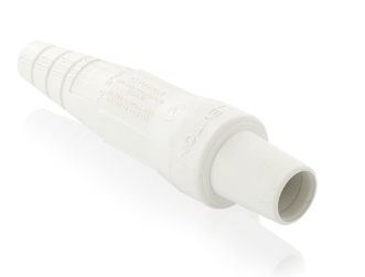 Leviton 16SDF-2UW 16 Series Single Pole Cam Type Female Detachable Plug Sleeve Only, Taper Nose, Cable Range #2, 2/0, White Finish